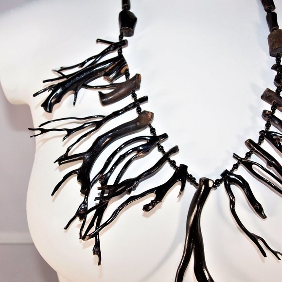 Vintage Natural Hawaiian Branch Black Coral Necklace - Picture 4 of 6